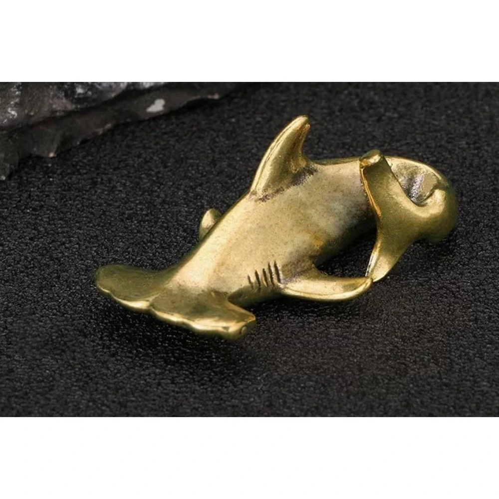 Brass Hammerhead Shark Figurine Gold Brass Miniature New
